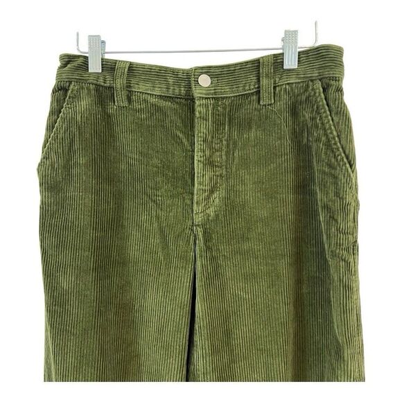 TNA Aritzia Womens Size 6 Green Ripcord Corduroy Mid Rise Wide Leg Pant - Picture 2 of 5